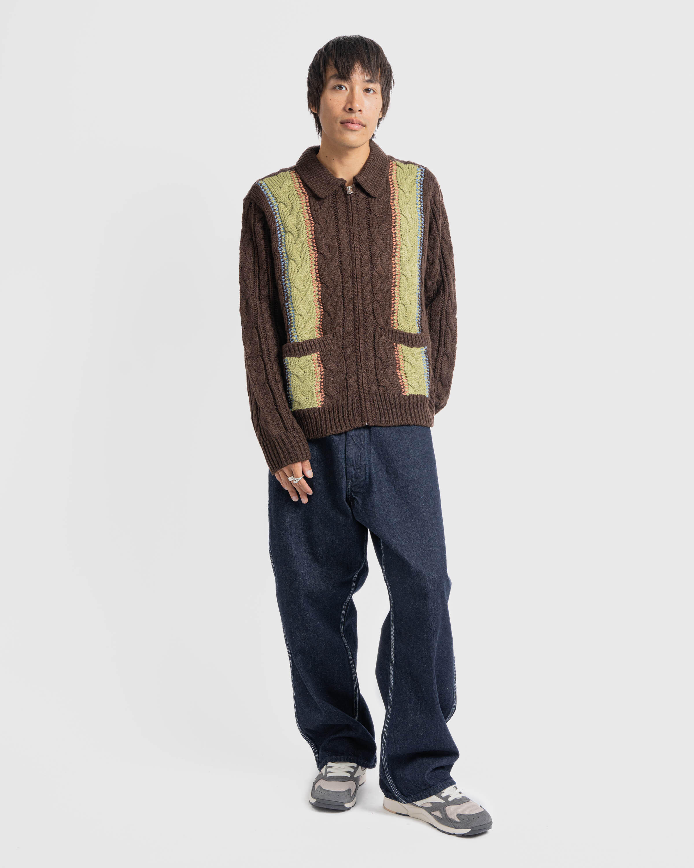 Obey Ezra zip up cardigan | 151010037-DBR | AFEW STORE